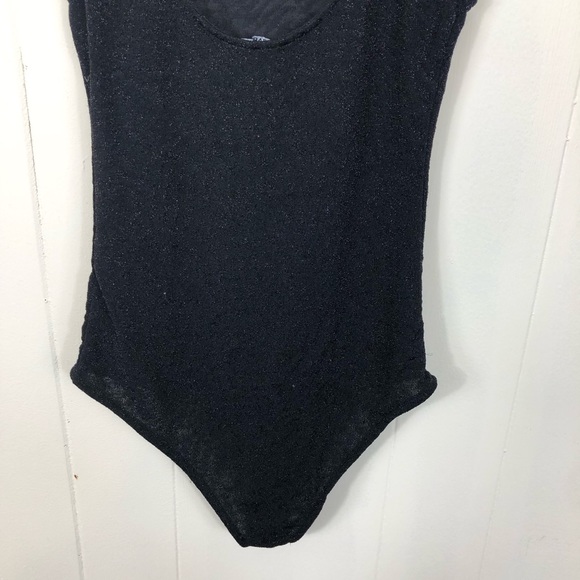 Zara Sparkly Sheer Black Bodysuit Sz S - Picture 5 of 8